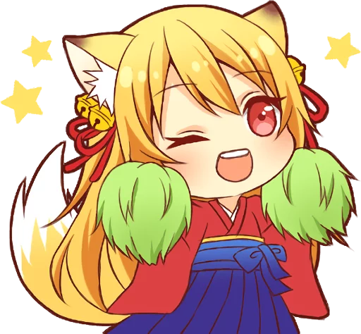 😉 Стикер «Tanuki & Fox girl» для Telegram
