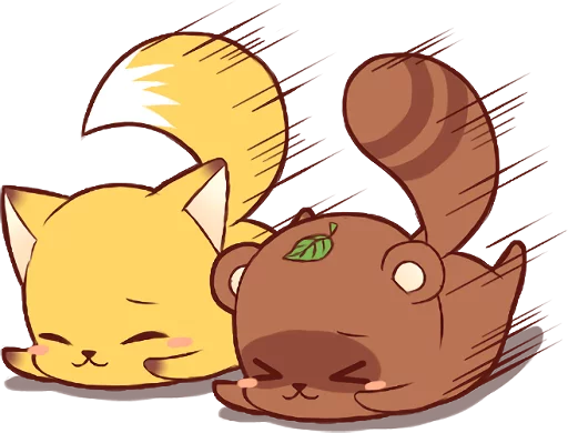 😵 Стикер «Tanuki & Fox girl» для Telegram