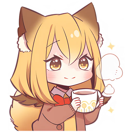 ☕️ Стикер «Лиса-чан» для Telegram