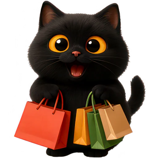 🛍 Стикер «Черная киса» для Telegram