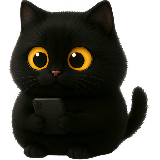 📱 Стикер «Черная киса» для Telegram