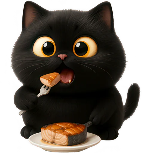 🍣 Стикер «Черная киса» для Telegram