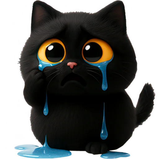 😭 Стикер «Черная киса» для Telegram