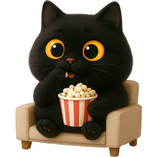 🍿 Стикер «Черная киса» для Telegram