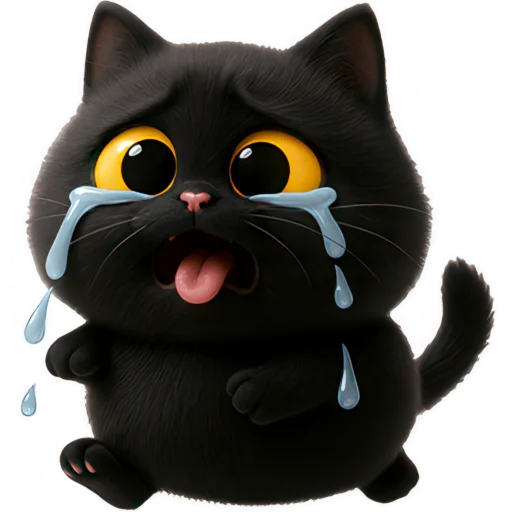 😭 Стикер «Черная киса» для Telegram