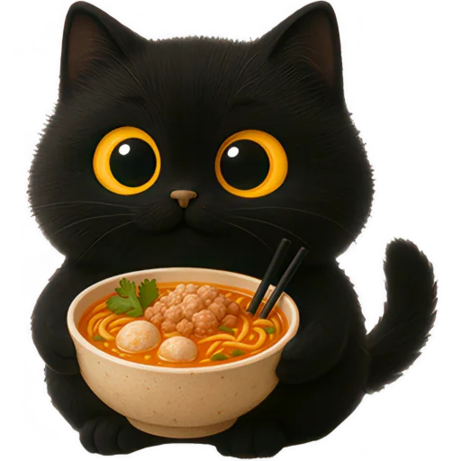🍜 Стикер «Черная киса» для Telegram