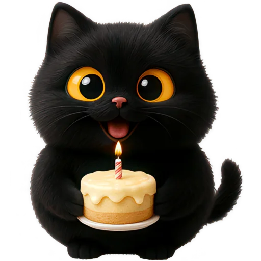 🎂 Стикер «Черная киса» для Telegram