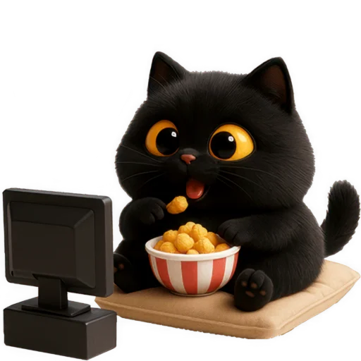 🍿 Стикер «Черная киса» для Telegram