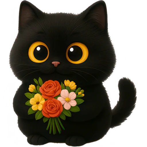 💐 Стикер «Черная киса» для Telegram