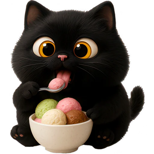 🍨 Стикер «Черная киса» для Telegram