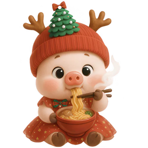 🍜 Стикер «Новогодняя свинка» для Telegram