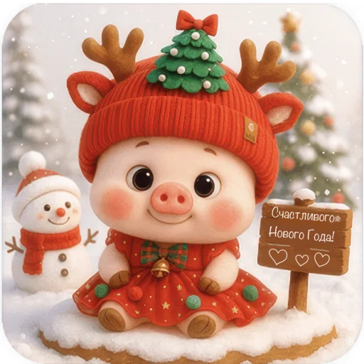 🎄 Стикер «Новогодняя свинка» для Telegram
