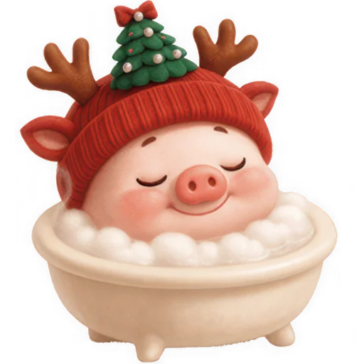 🛁 Стикер «Новогодняя свинка» для Telegram