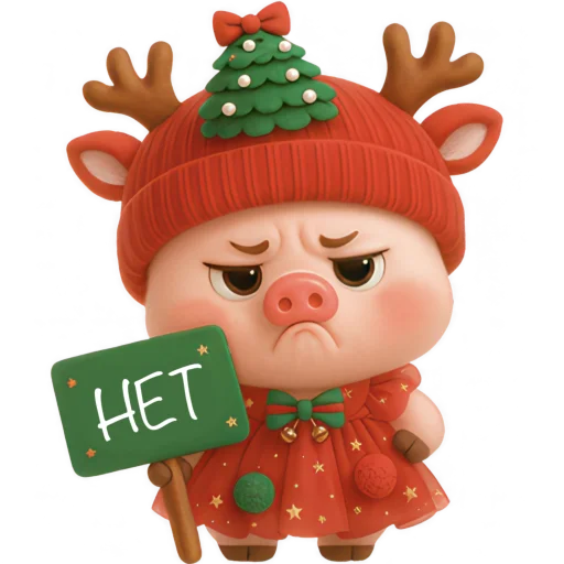 🙅‍♀ Стикер «Новогодняя свинка» для Telegram