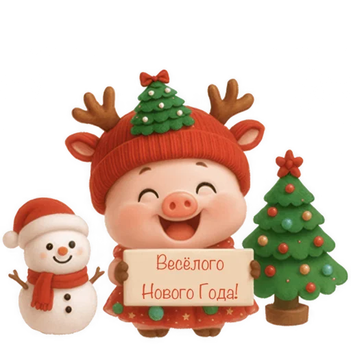🎄 Стикер «Новогодняя свинка» для Telegram