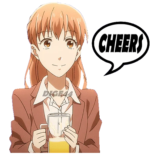 🍻 Стикер «LOVE IS HARD FOR OTAKU» для Telegram