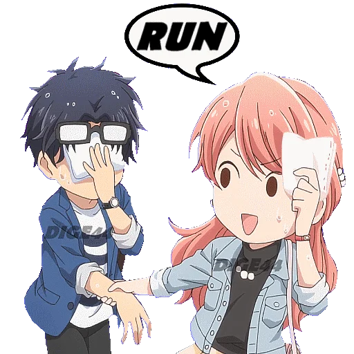🏃‍♀️ Стикер «LOVE IS HARD FOR OTAKU» для Telegram