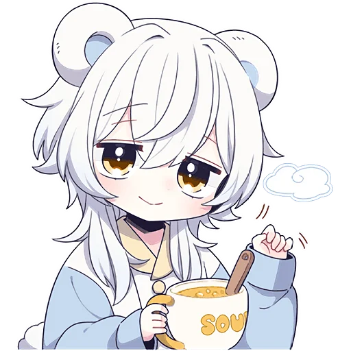 😋 Стикер «Белый медвежонок» для Telegram