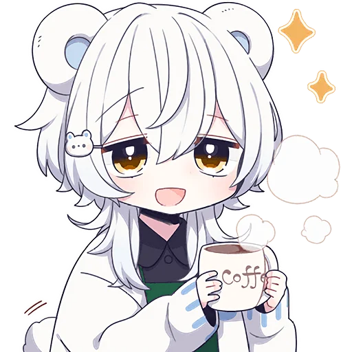 ☕️ Стикер «Белый медвежонок» для Telegram