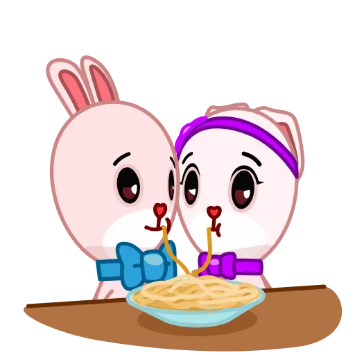 👩‍❤️‍💋‍👨 Стикер «Bowtie Bunny» для Telegram
