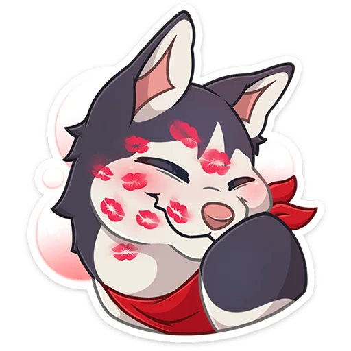 🐺 Стикер «Неугомонный и общительный хаски Лаки ворвётся в вашу беседу, даже когда его не звали&;» для Telegram