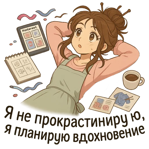 😋 Стикер «Любаша рукодельница» для Telegram