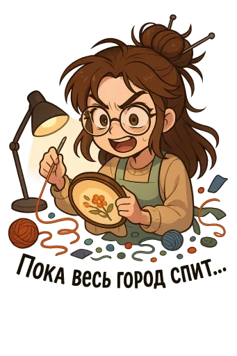 😄 Стикер «Любаша рукодельница» для Telegram