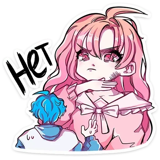 🙅‍♀️ Стикер «Малин тян и Джем кун» для Telegram