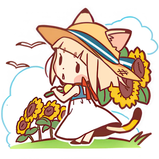 🌻 Стикер «Манэкинэко тян» для Telegram