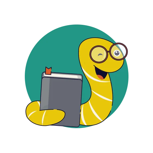 😉 Стикер «Книжный червь» для Telegram