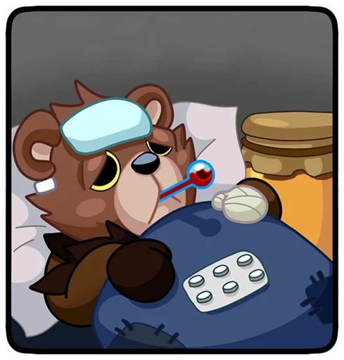 🤒 Стикер «Медвежутка без надписей» для Telegram