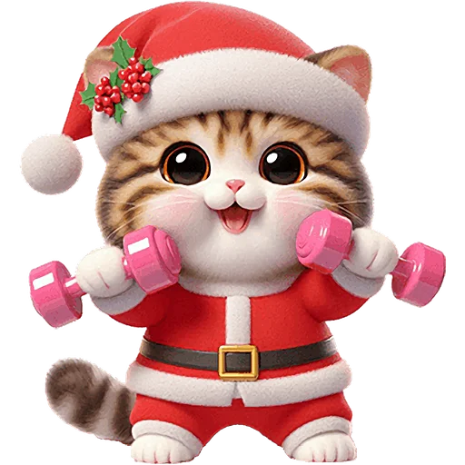 🏋‍♀ Стикер «Новогодний котик» для Telegram