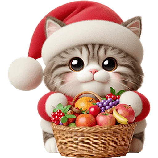 🍏 Стикер «Новогодний котик» для Telegram