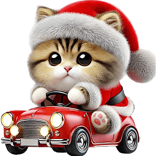 🚗 Стикер «Новогодний котик» для Telegram
