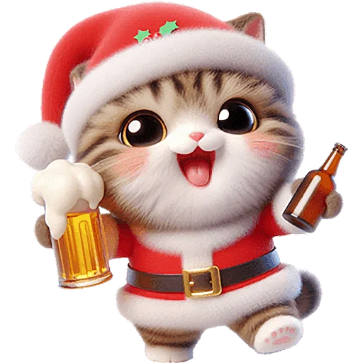 🍺 Стикер «Новогодний котик» для Telegram