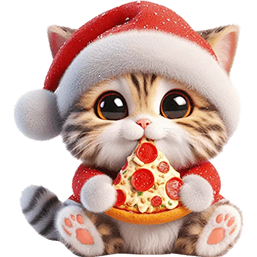 🍕 Стикер «Новогодний котик» для Telegram