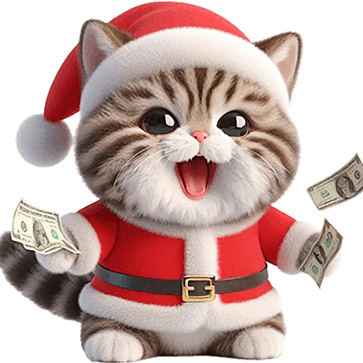 🤑 Стикер «Новогодний котик» для Telegram
