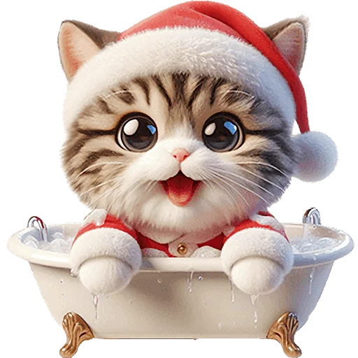 🛁 Стикер «Новогодний котик» для Telegram