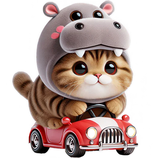 🚗 Стикер «Котик бегемотик» для Telegram
