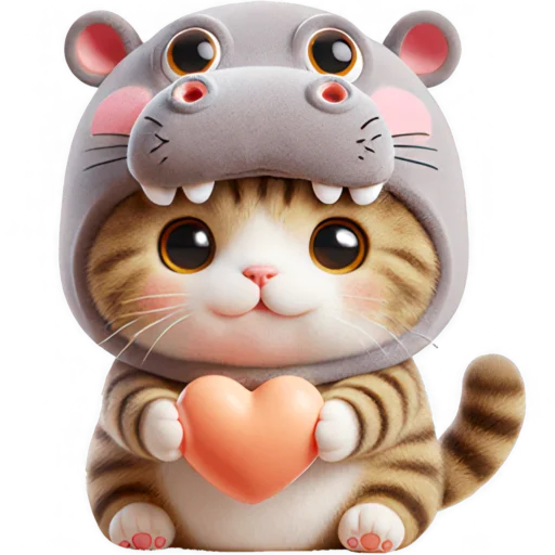 ❤️ Стикер «Котик бегемотик» для Telegram