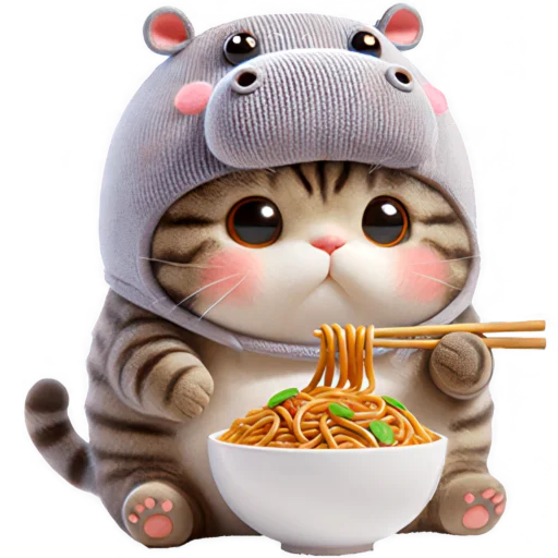 🍝 Стикер «Котик бегемотик» для Telegram