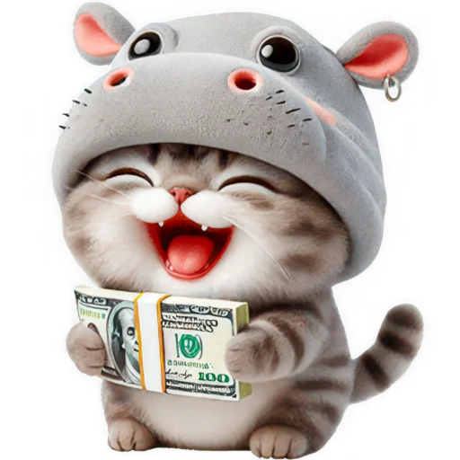🤑 Стикер «Котик бегемотик» для Telegram