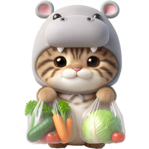 🛒 Стикер «Котик бегемотик» для Telegram