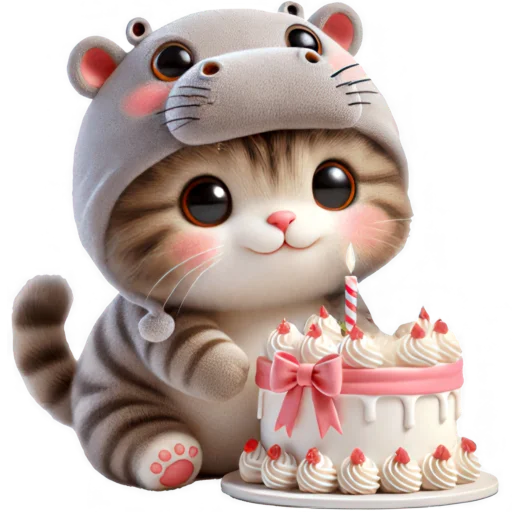🎂 Стикер «Котик бегемотик» для Telegram