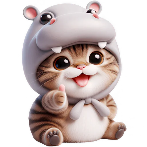 👍 Стикер «Котик бегемотик» для Telegram