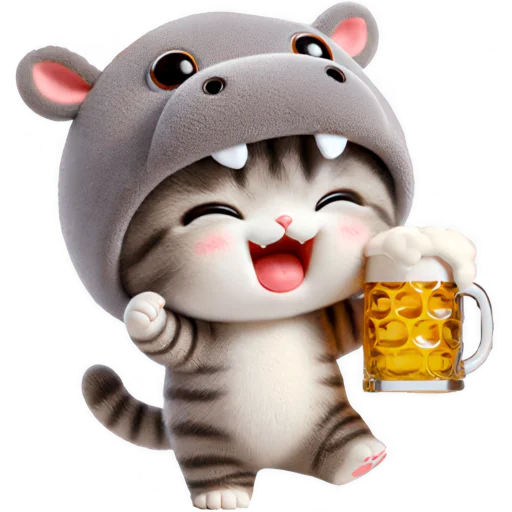 🍺 Стикер «Котик бегемотик» для Telegram