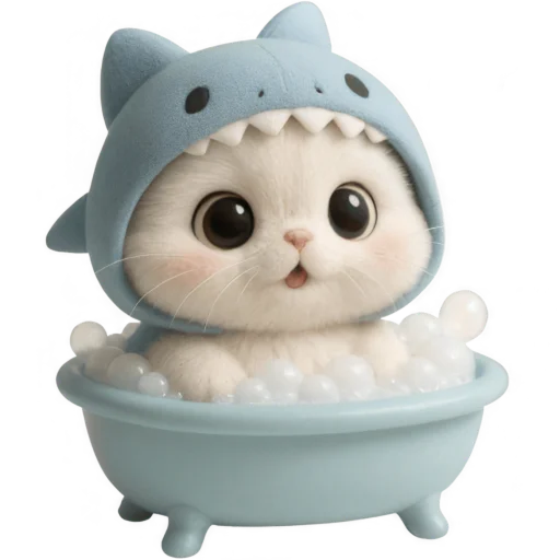 🛁 Стикер «Пушистый Акуленок» для Telegram