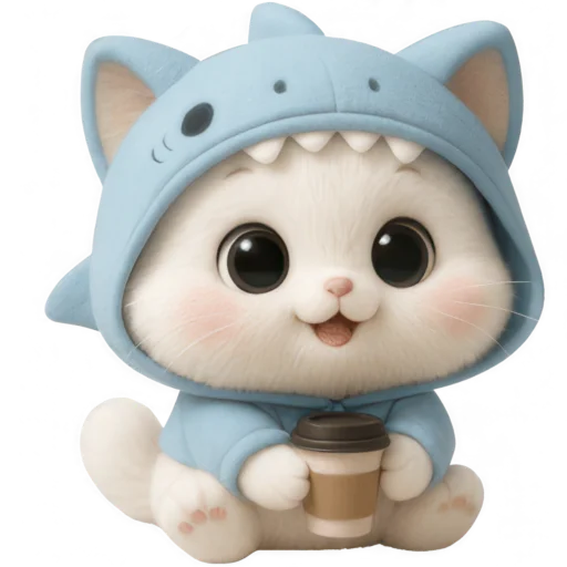 🧋 Стикер «Пушистый Акуленок» для Telegram
