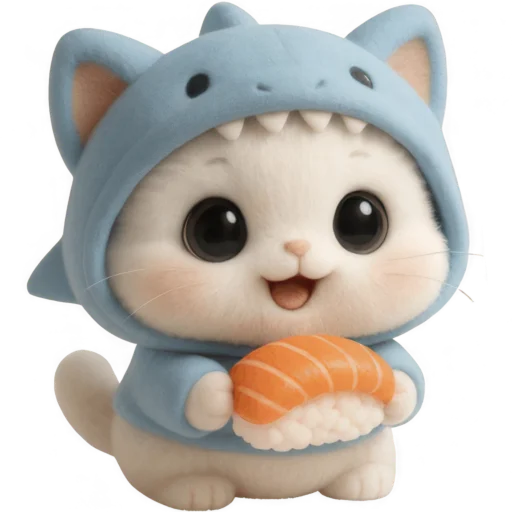 🍣 Стикер «Пушистый Акуленок» для Telegram