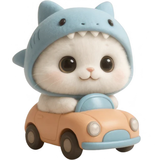 🚕 Стикер «Пушистый Акуленок» для Telegram